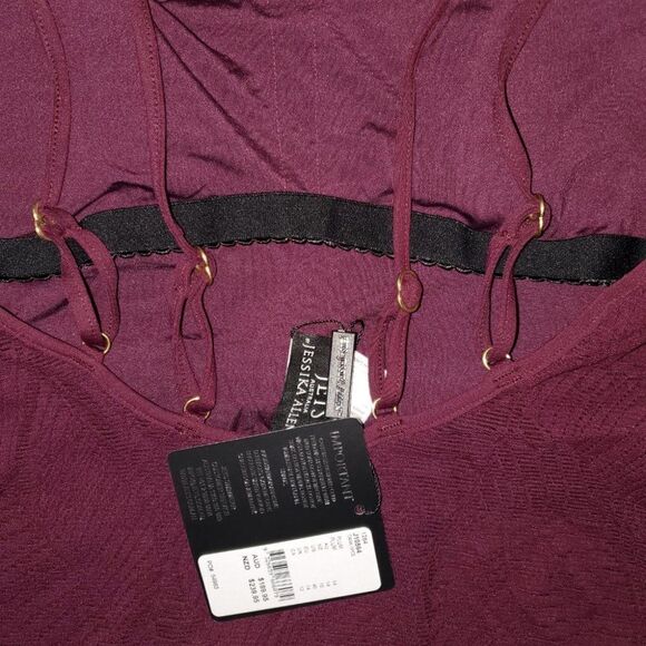 Jessika Allen  Sz 10 Burgundy Tank Belted swimsuit - Picture 5 of 7